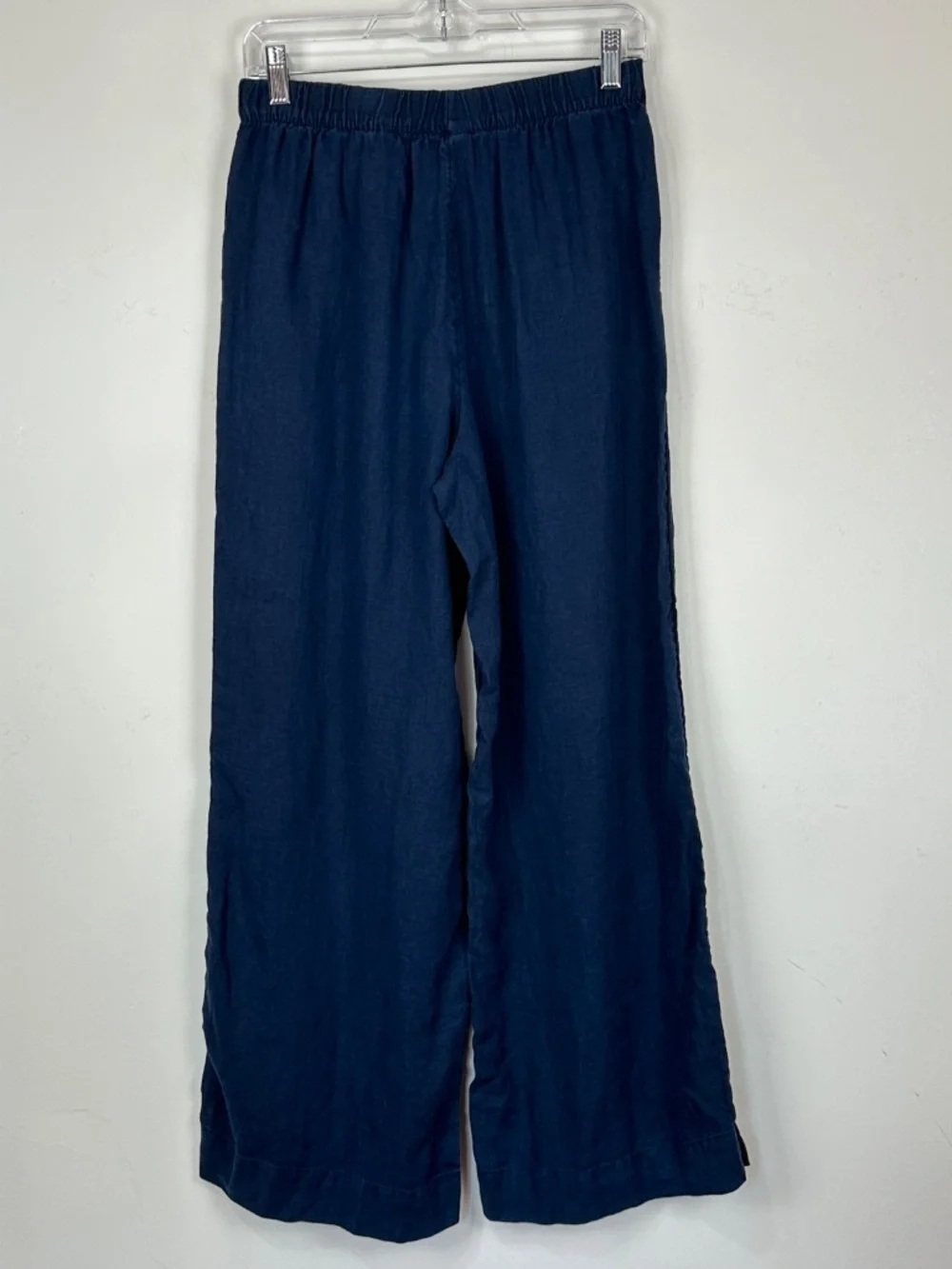 H&M Womens Navy High Waisted Wide Leg Linen Pants S Boho Beach